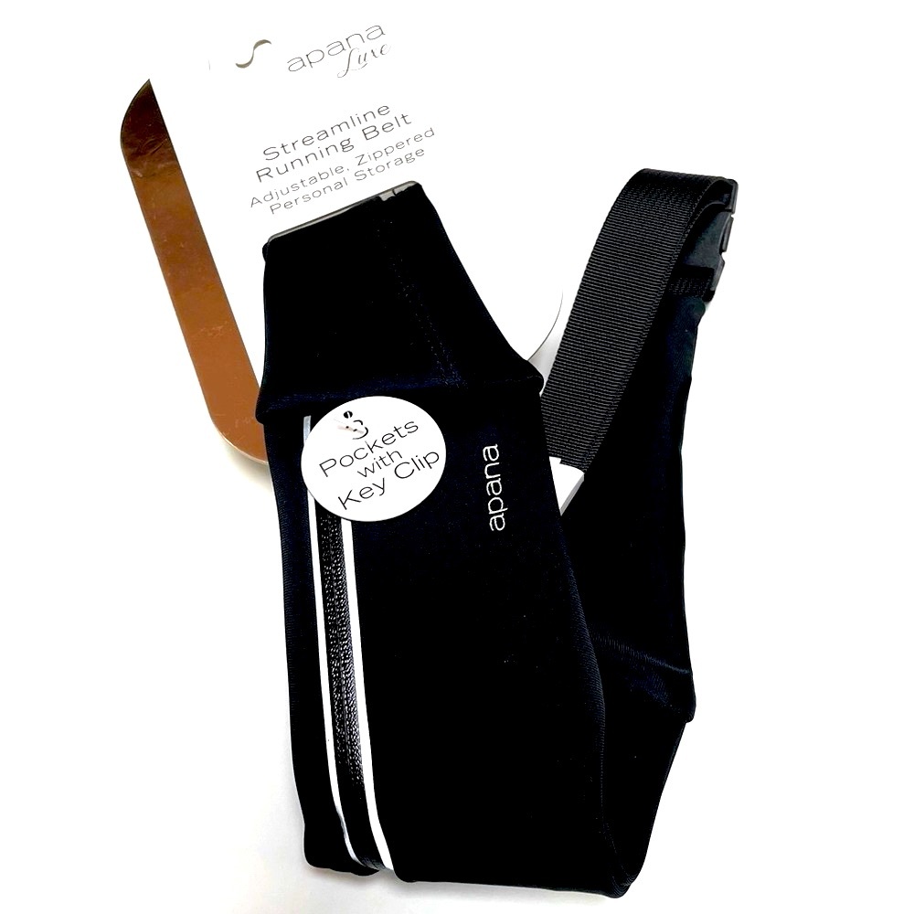 Apana Black Fitness Belt with Zippered Pocket